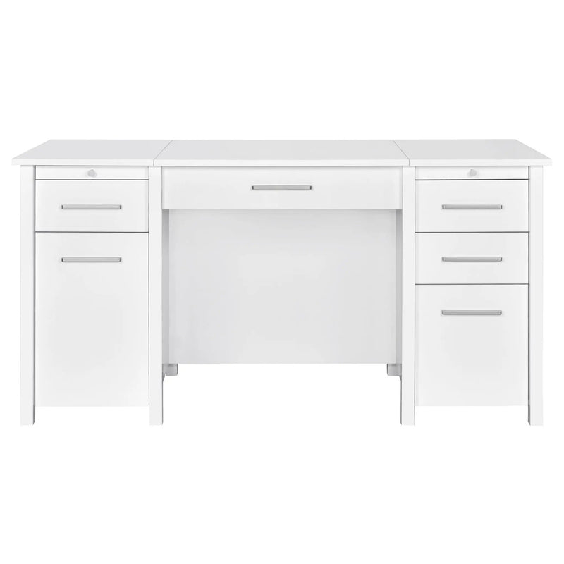 Dylan 60-inch 4-drawer Lift Top Office Desk White High Gloss by Unique Piece Furniture