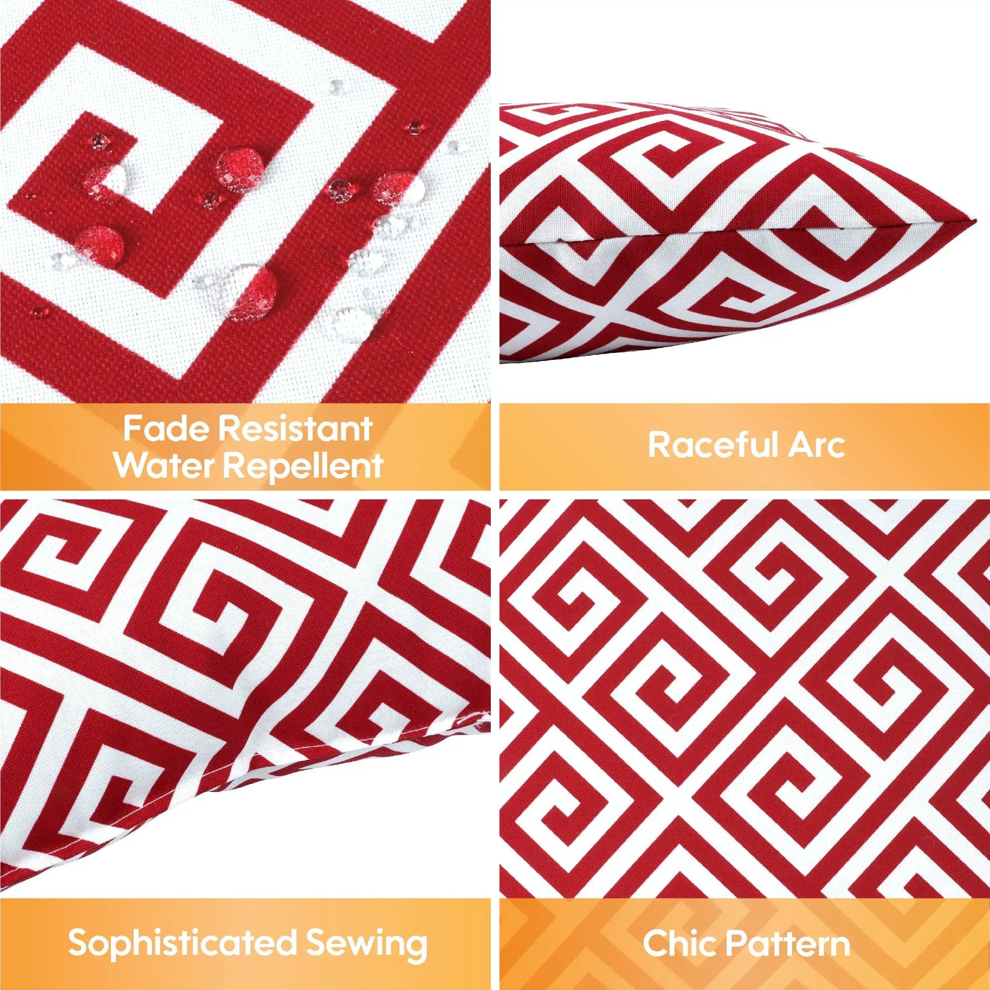 2 Pack Outdoor Throw Pillows - Waterproof & Fade-Resistant (18x18 Inch, Red) by HouseOfZazla