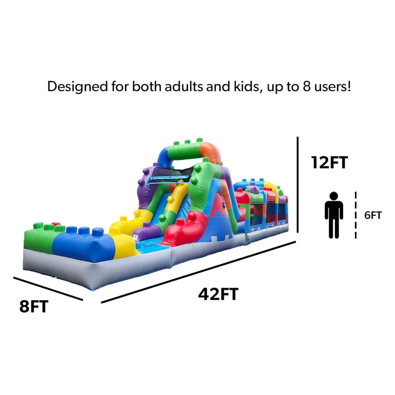 42FT Commercial Inflatable Obstacle Course With Dual Water Slide (SAK31587) by SAKSBY WHOLESALE