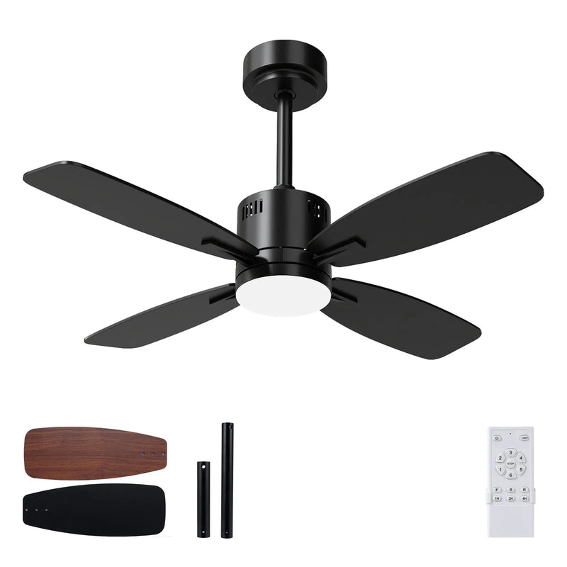 42inch Ceiling Fan with Light and Remote 3CCT LED with Memory 4H Timer 6 Speeds-Black by DirectDeals