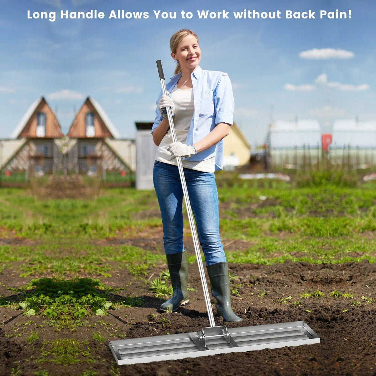 42 x 10 Inch Lawn Leveling Rake with Ergonomic Handle, photo 2 of 8