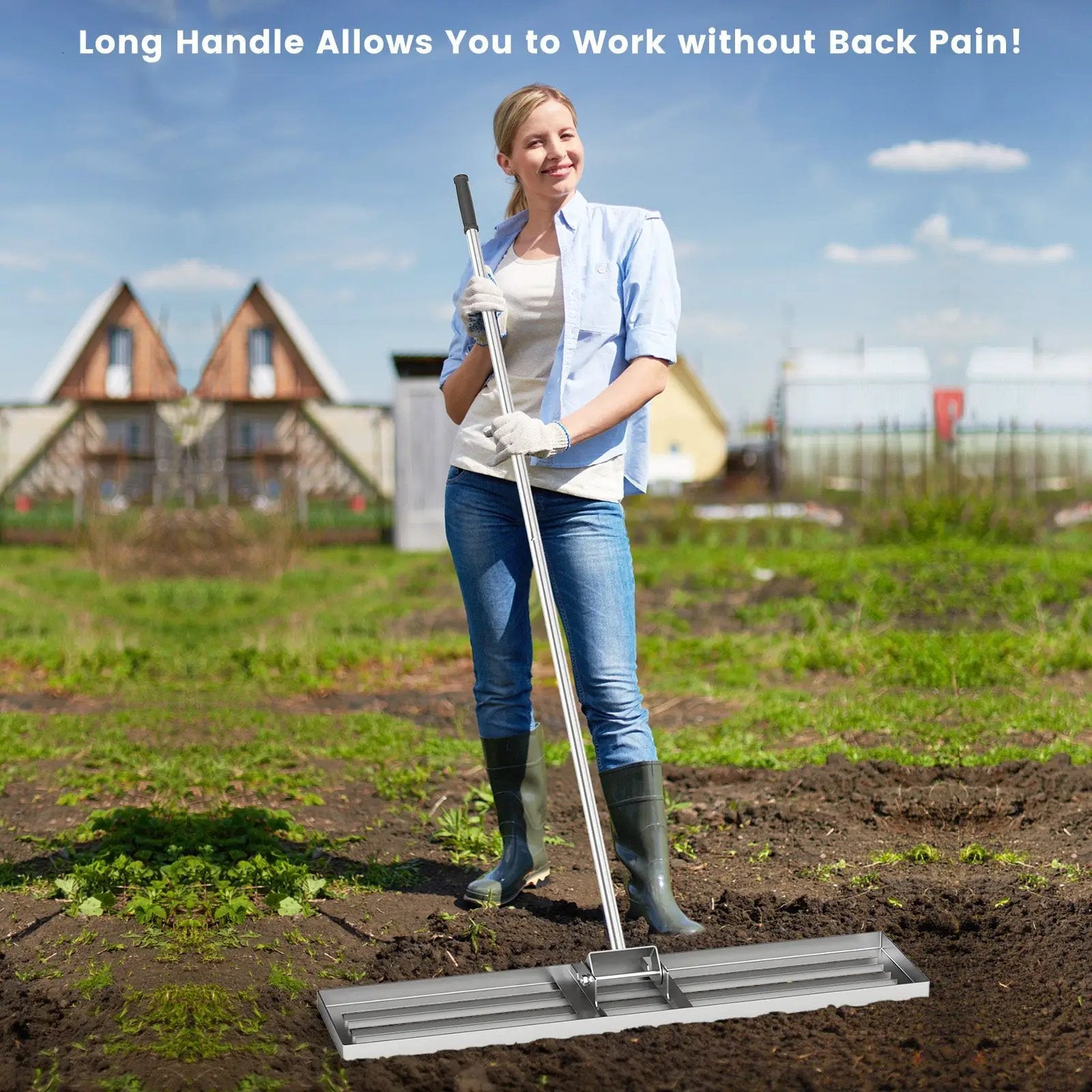 42 x 10 Inch Lawn Leveling Rake with Ergonomic Handle by DirectDeals