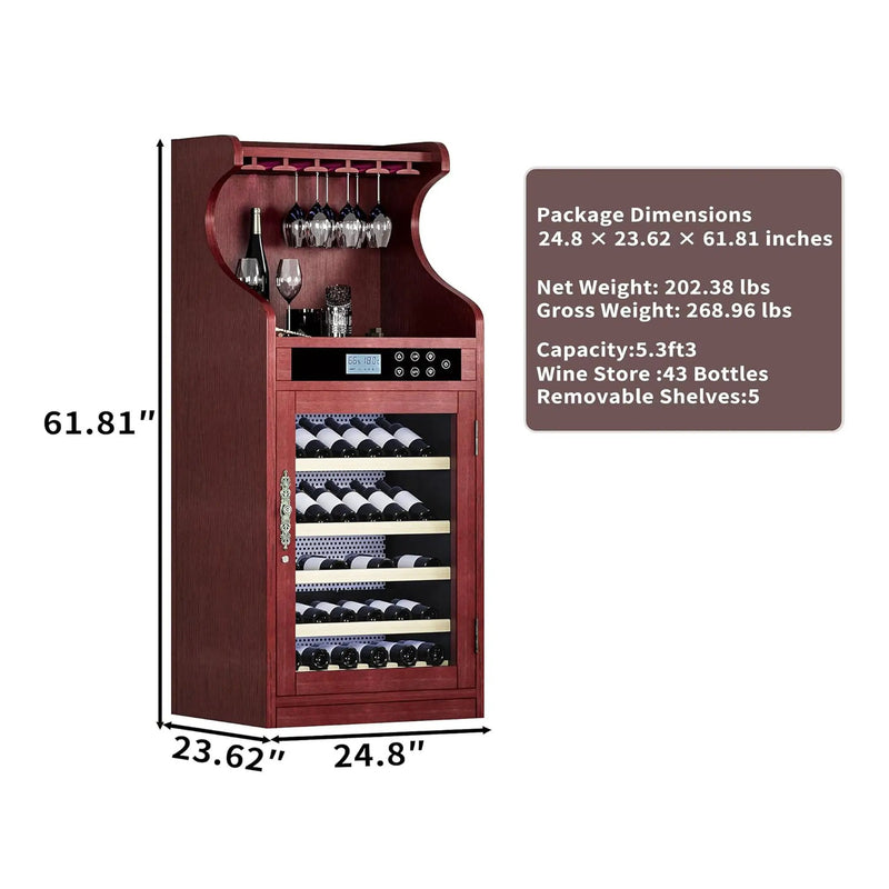 Nuvia Luxury 43-Bottle Freestanding Low Noise Wine Cooler Cabinet (SAK56084) by SAKSBY WHOLESALE