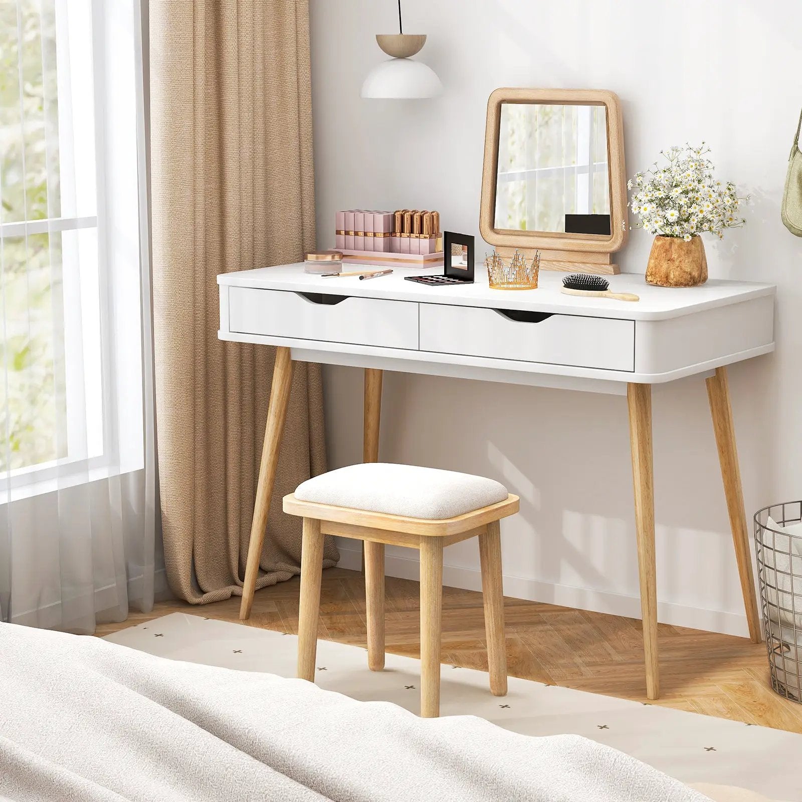 43.5 Inch Computer Desk with 2 Drawers for Small Spaces by DirectDeals