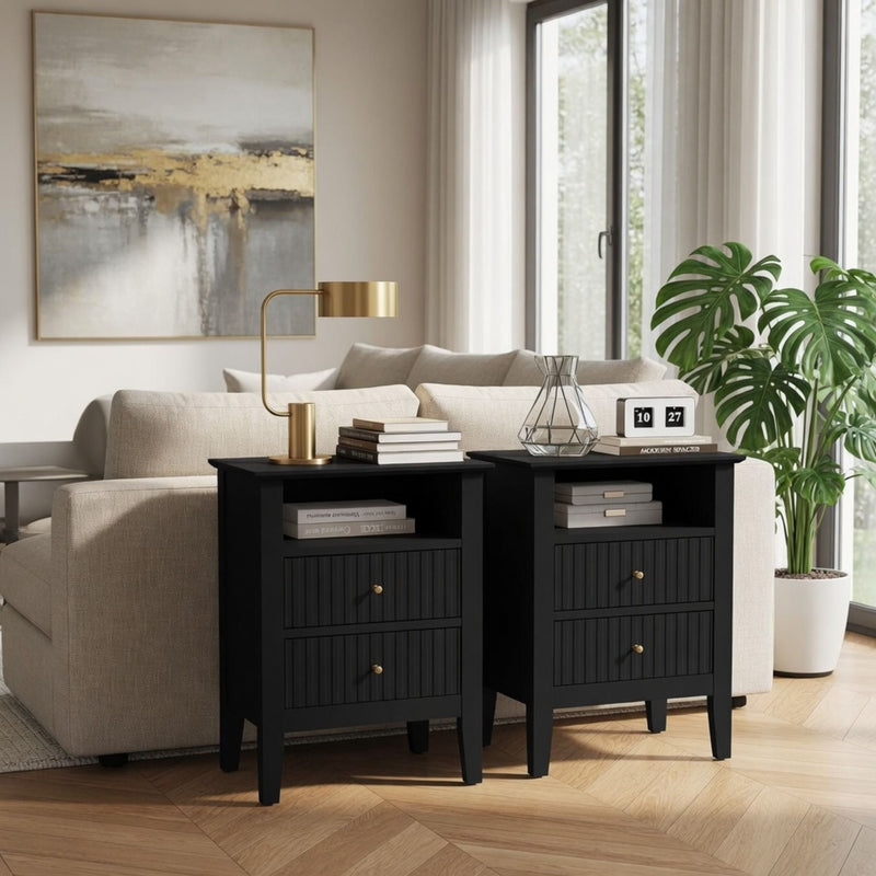 Fluted Nightstand With 2 Drawers by HouseOfZazla