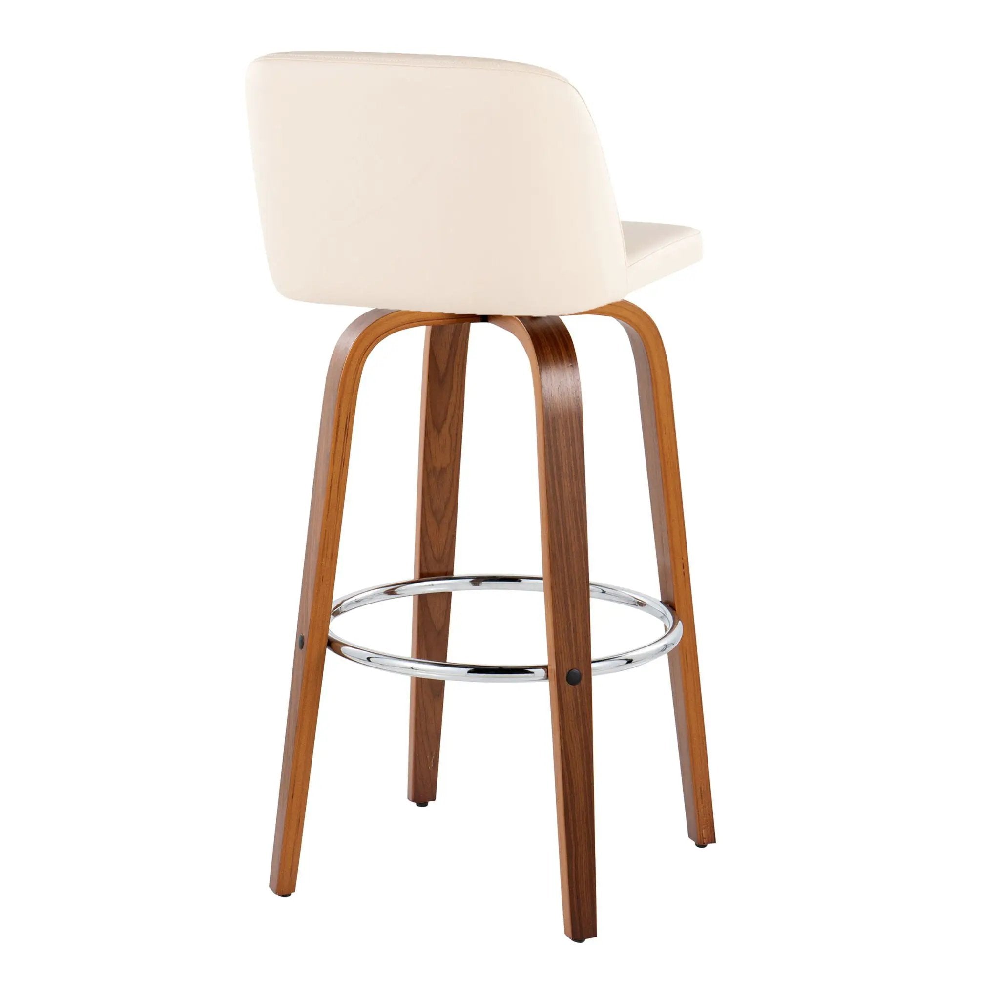Toriano - Mid Century Modern Fixed Height, Barstool With Swivel With Round Footrest (Set of 2) by HouseOfZazla