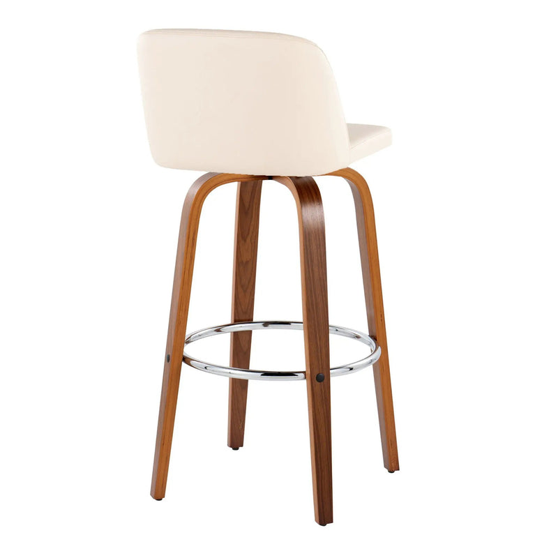 Toriano - Mid Century Modern Fixed Height, Barstool With Swivel With Round Footrest (Set of 2) by HouseOfZazla