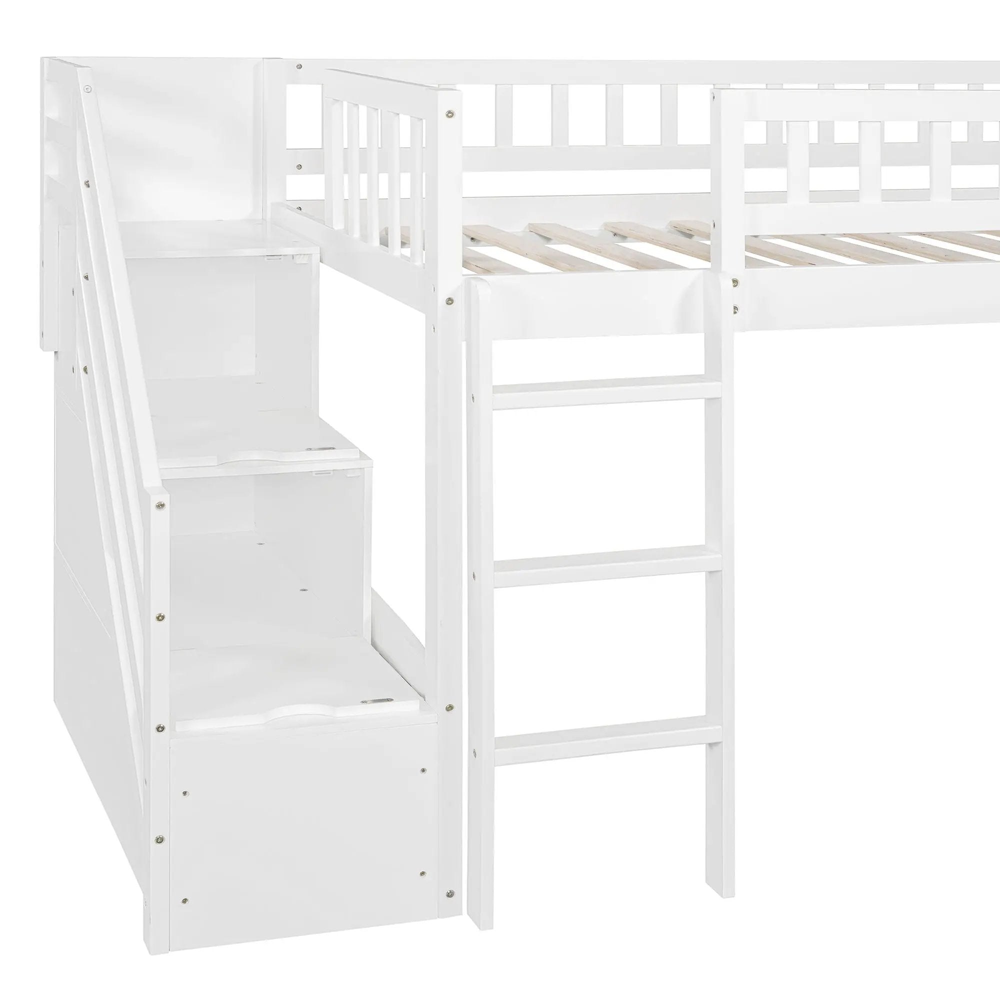 Loft Stairway Bed With 2 Drawers, Convertible Ladder And Slide by Unique Piece Furniture