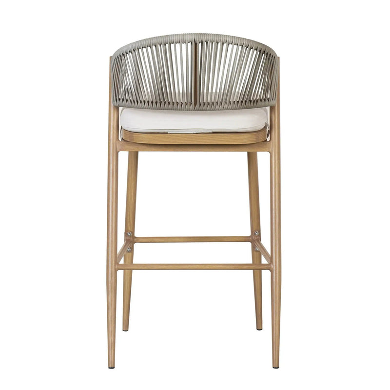 Outdoor Bar Height Metal Frame Counter Stools with Scallop-Shaped Backrest & Water-Resistant Cushions by HouseOfZazla
