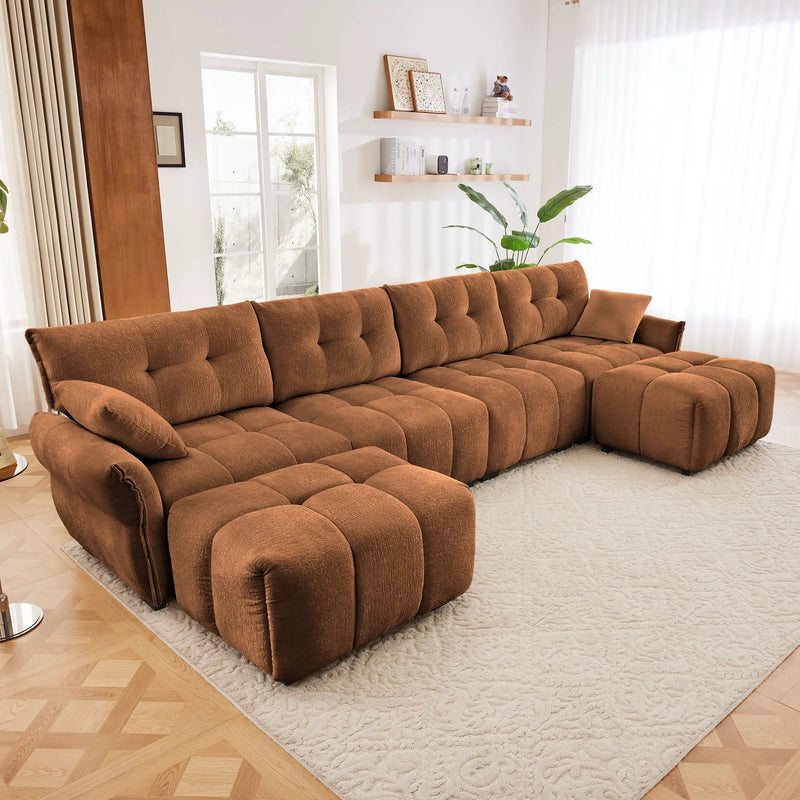 Sofa Set With Ottoman And Pillows, Textured, High Resilience Cushions by Unique Piece Furniture