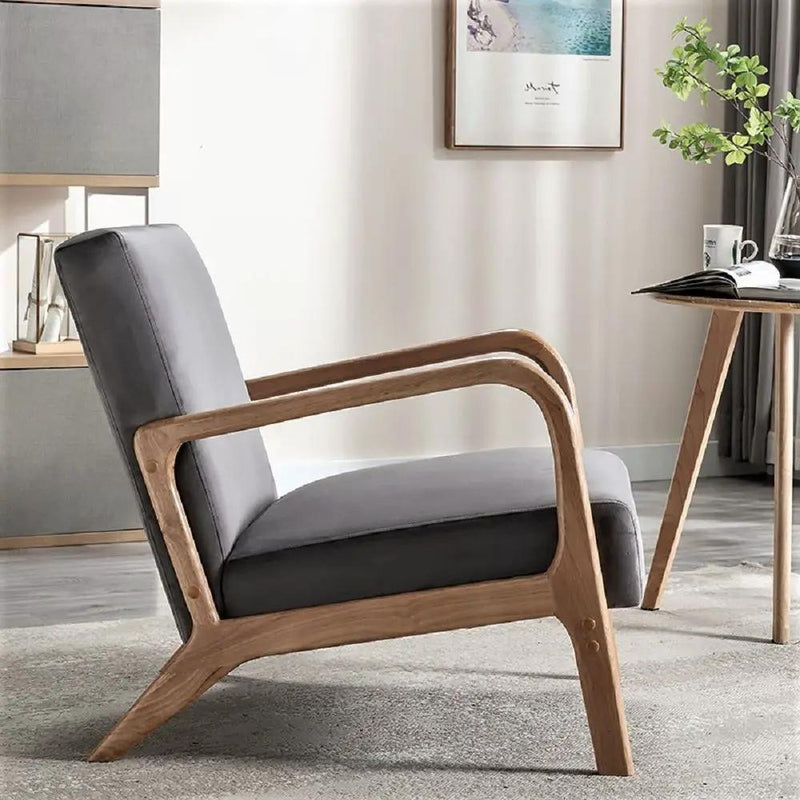 Classic Mid-Century Modern Accent Chairs, Open Framed Armchair With Cushioning by HouseOfZazla