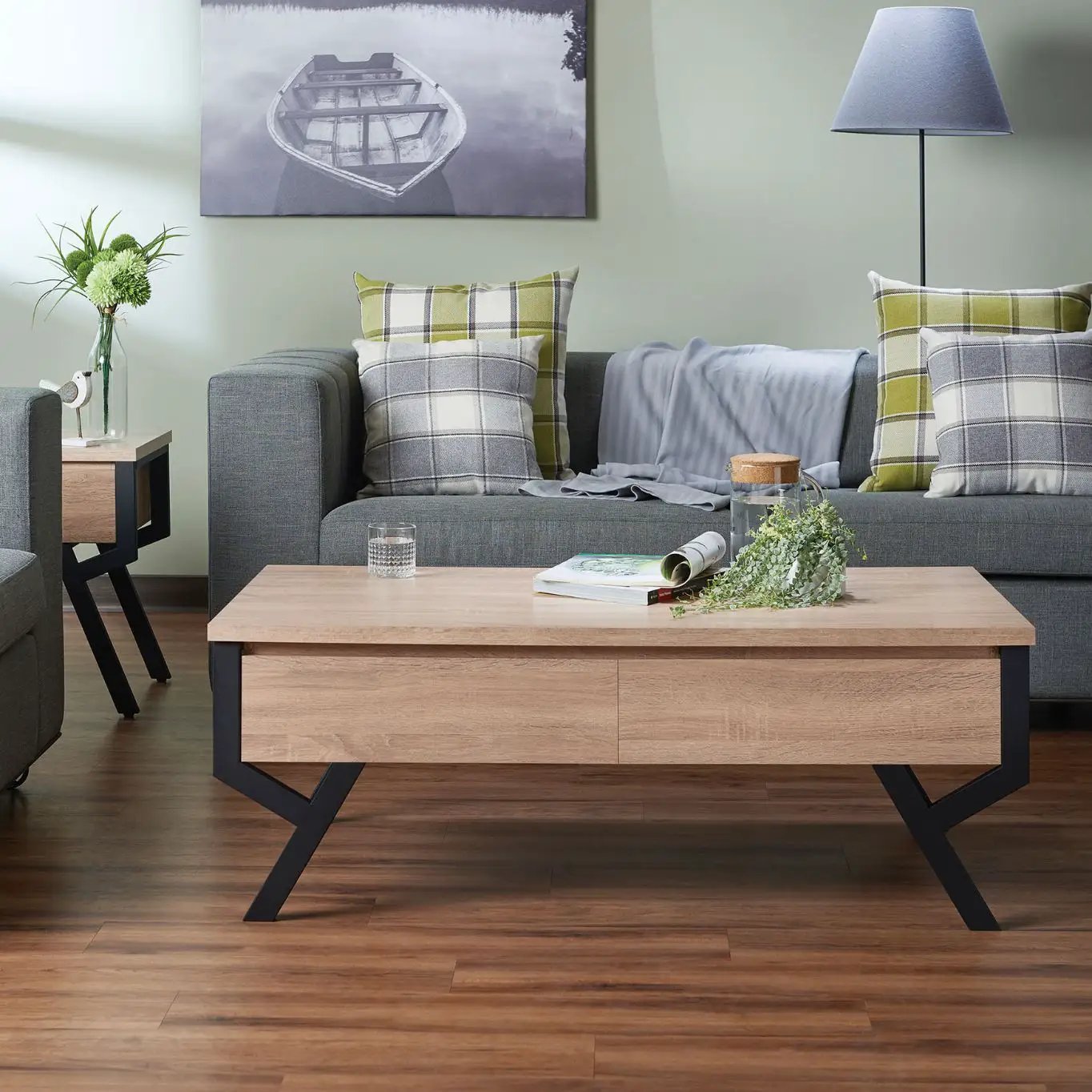 Kalina - Coffee Table - Rustic Natural & Black by Unique Piece Furniture