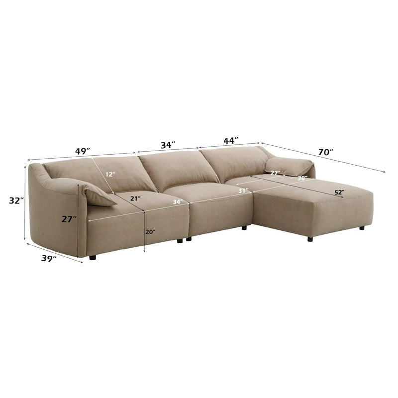 Veata - Sectional Sofa - Light Brown by HouseOfZazla