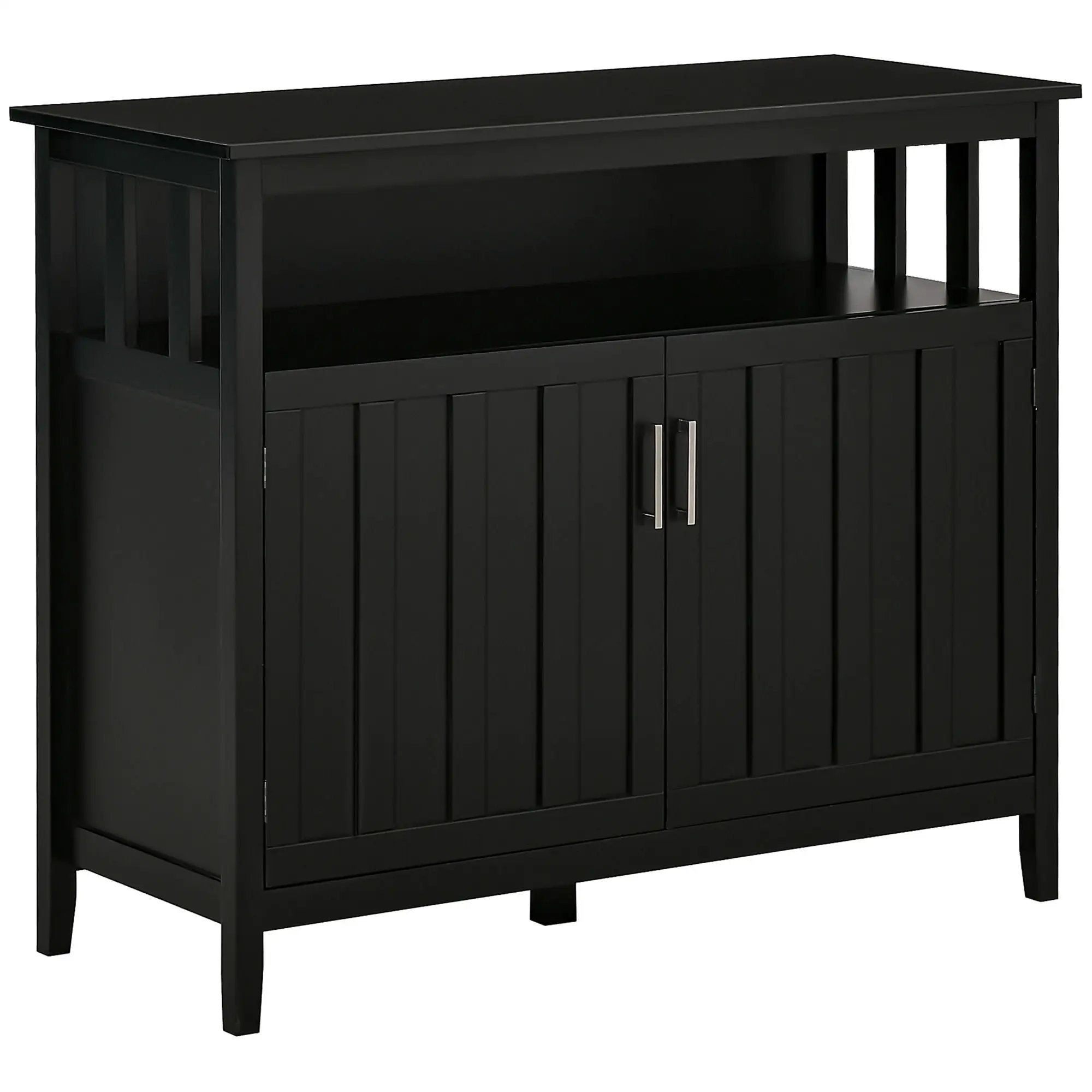 Homcom - Sideboard Buffet Cabinet, Kitchen Cabinet, Coffee Bar Cabinet With 2 Doors And Adjustable Shelves For Entryway Living Room - Black by Unique Piece Furniture