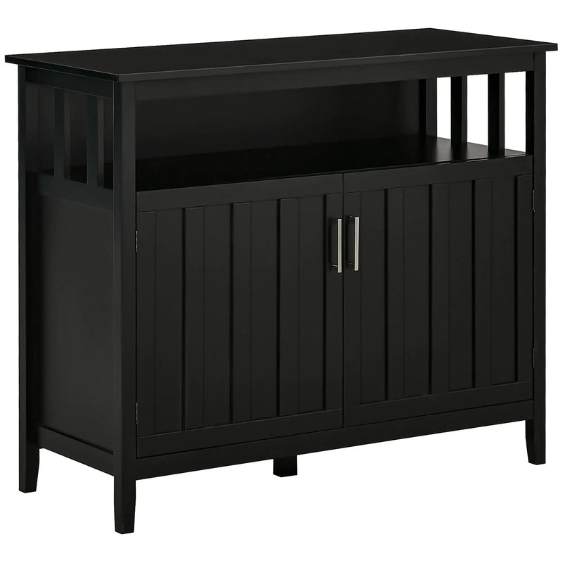 Homcom - Sideboard Buffet Cabinet, Kitchen Cabinet, Coffee Bar Cabinet With 2 Doors And Adjustable Shelves For Entryway Living Room - Black by HouseOfZazla