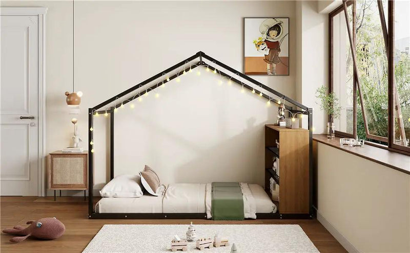 Bed House Frame With Shelves And Lights by HouseOfZazla