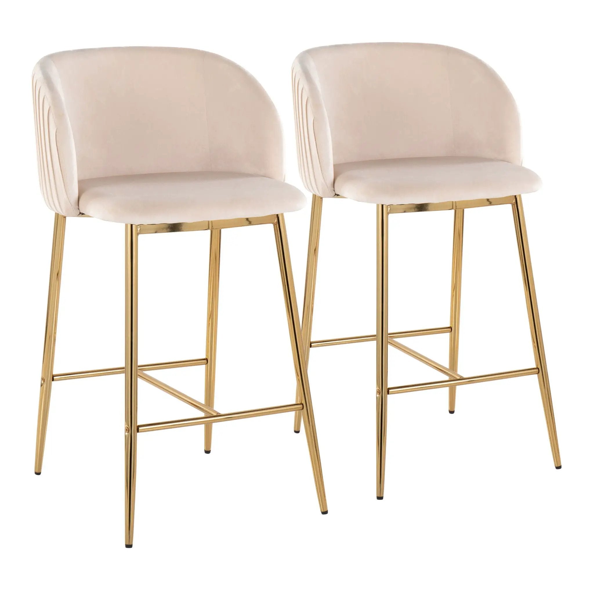 Fran - Pleated Contemporary / Glam Fixed Height Counter Stool (Set of 2) by HouseOfZazla