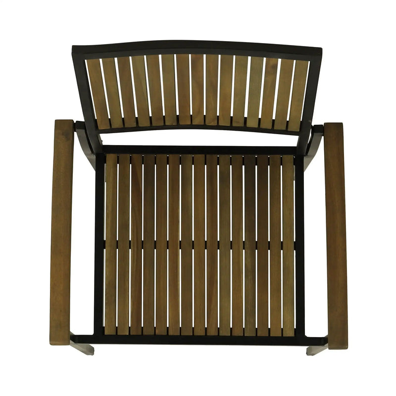 Vermilion Outdoor Dining Chair With Vertical Slat And Wooden Arm by HouseOfZazla