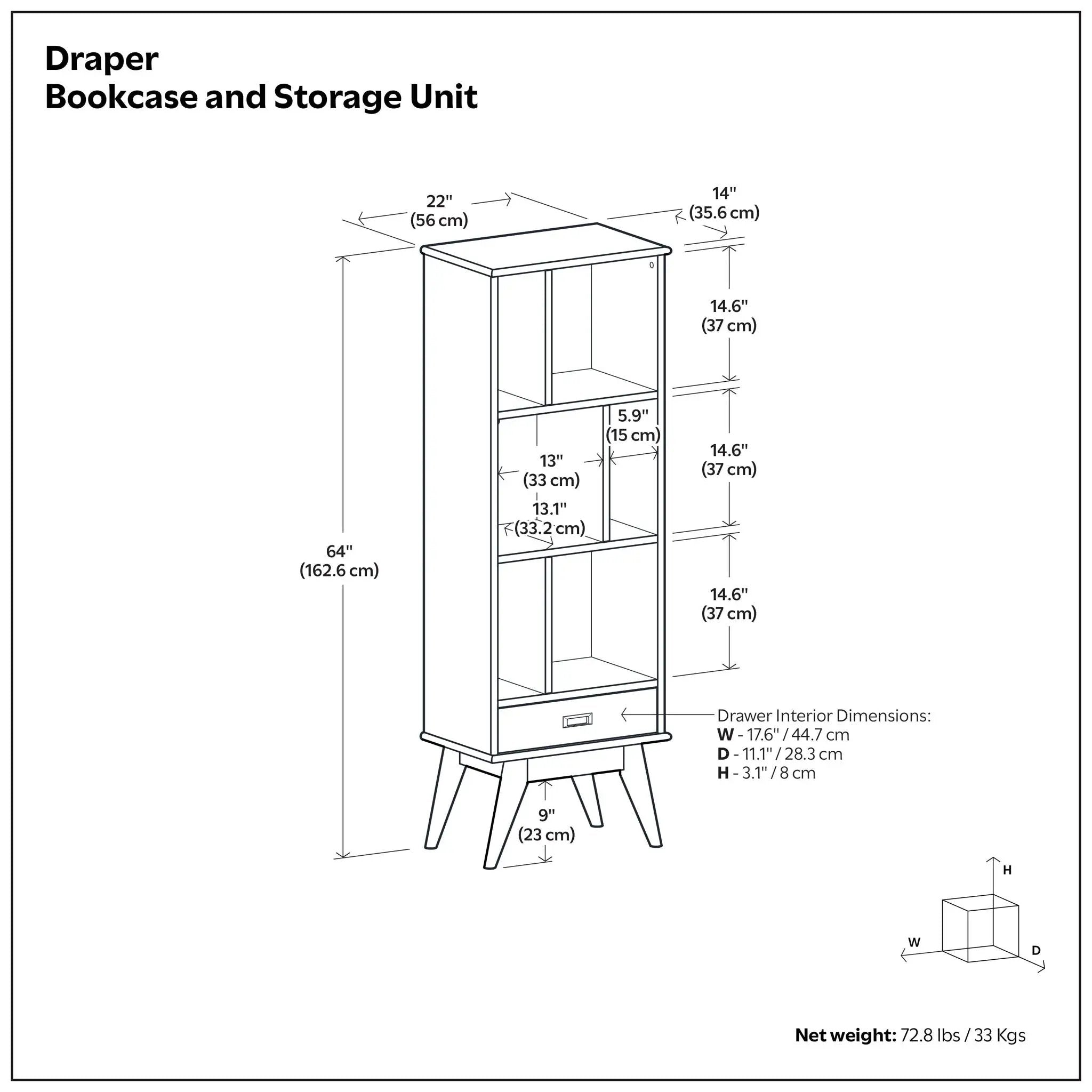 Draper - Mid Century Wide Bookcase And Storage Unit by Unique Piece Furniture