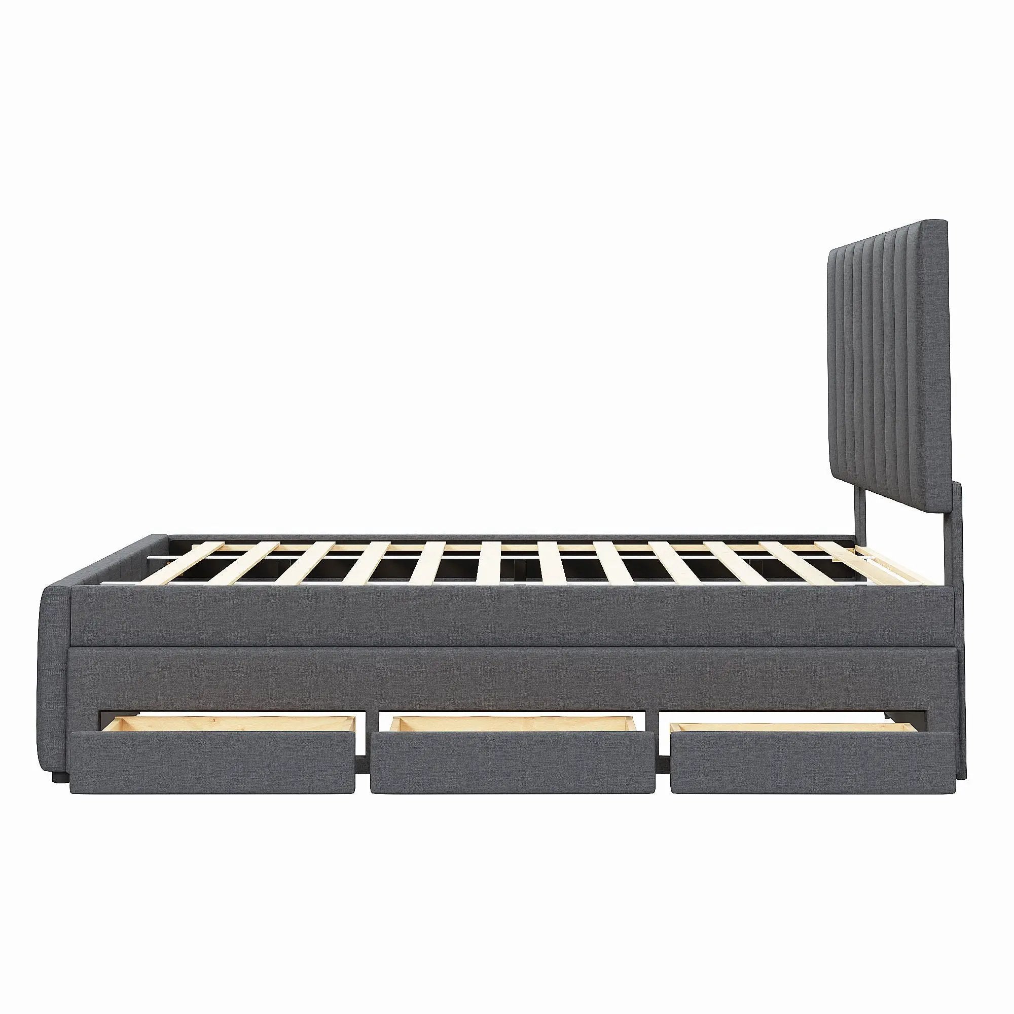 Upholstered Platform Bed With Twin Size Trundle And 3 Drawers by Unique Piece Furniture