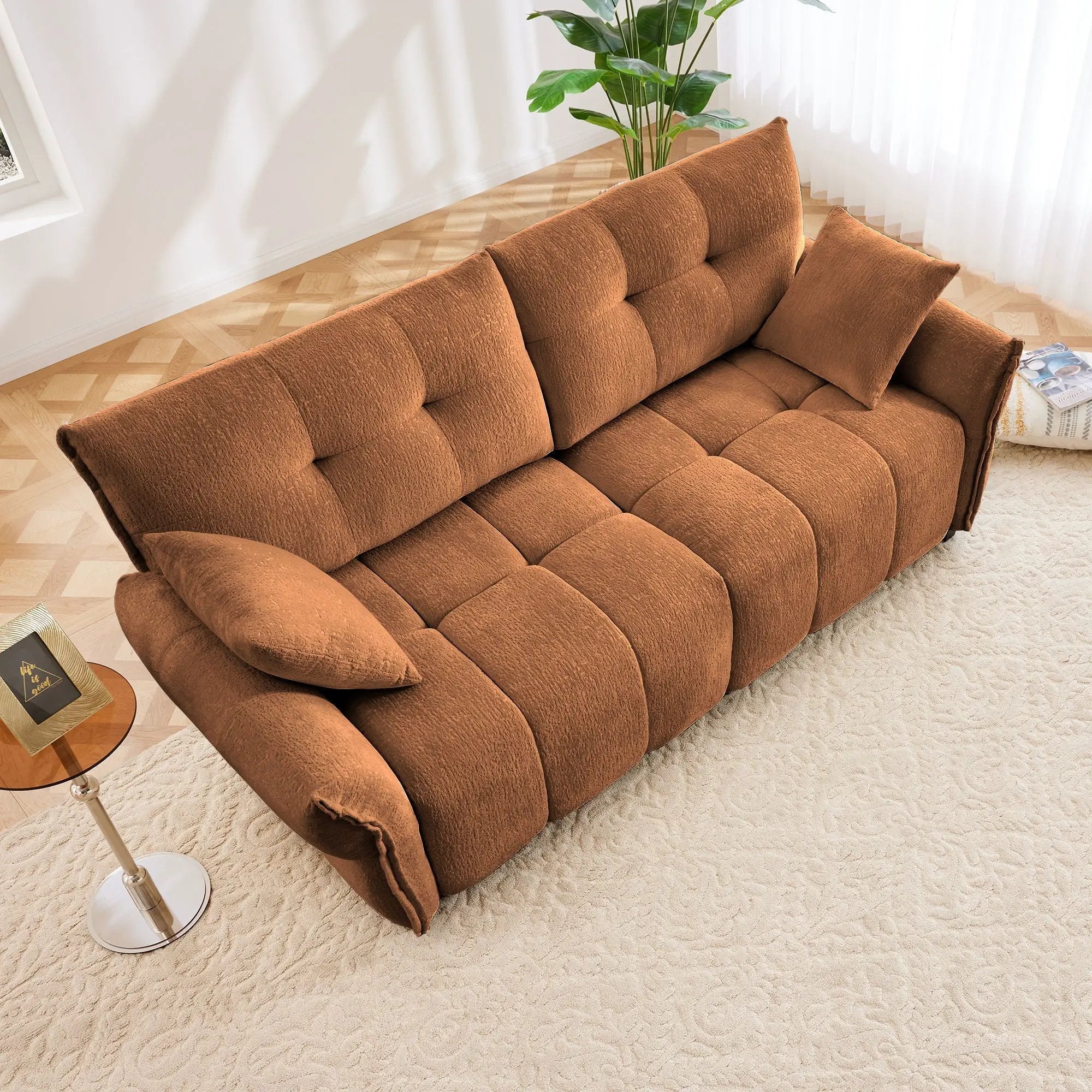 Modern Sofa & Pillows, Textured Cover, High Rebound Cushions by Unique Piece Furniture