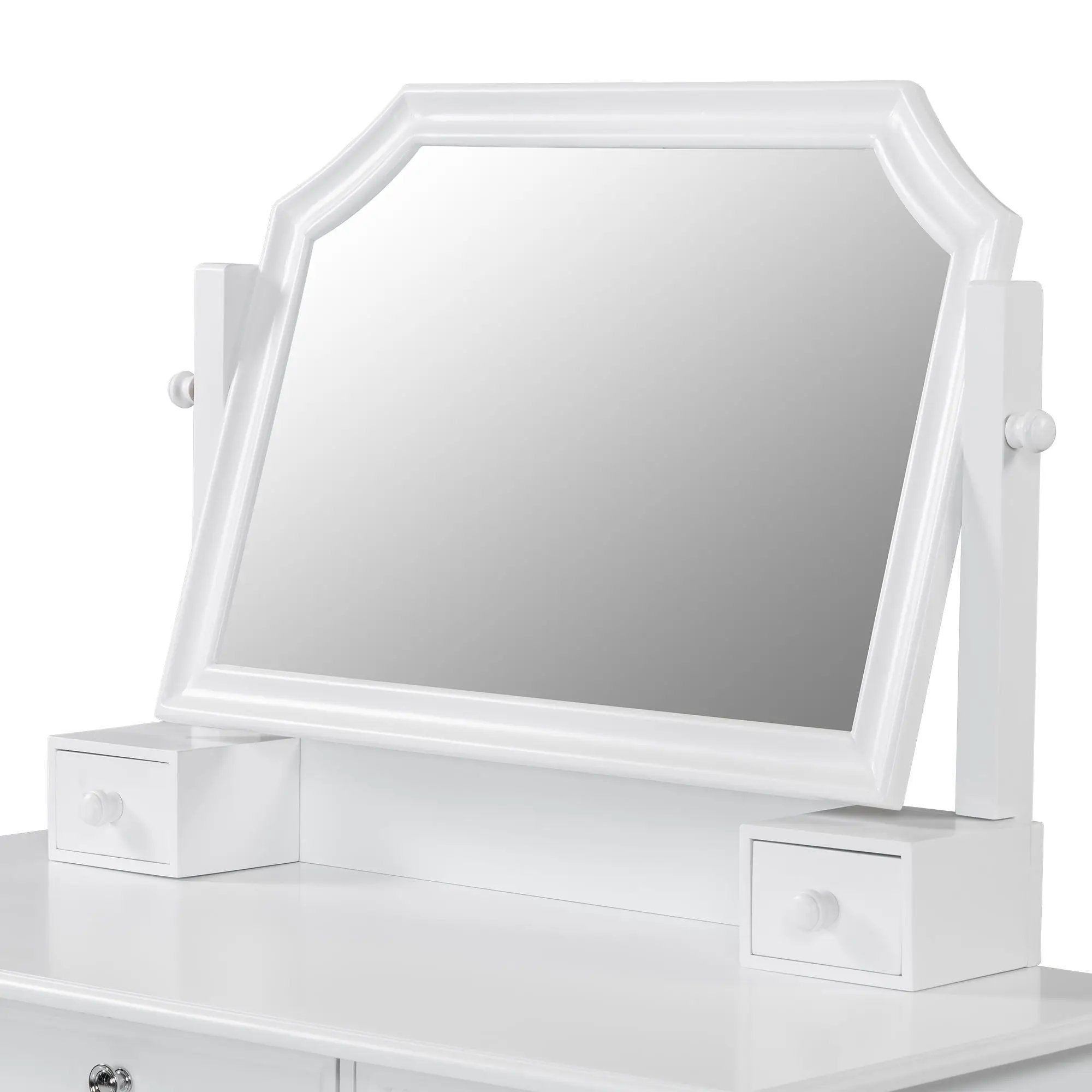 Elegant Makeup Vanity Desk With Adjustable Mirror And Storage And Construction - White by HouseOfZazla