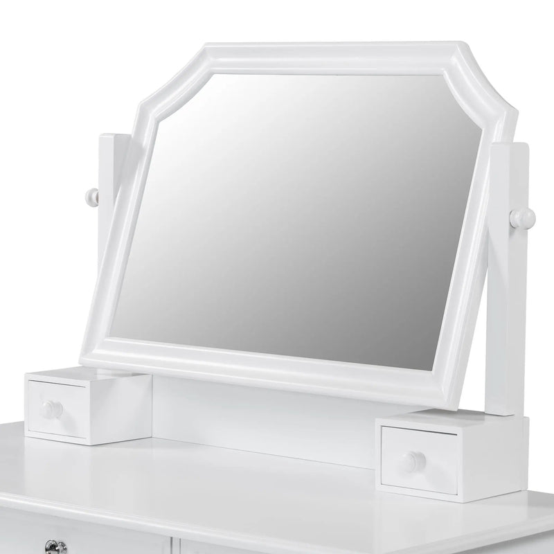 Elegant Makeup Vanity Desk With Adjustable Mirror And Storage And Construction - White by HouseOfZazla