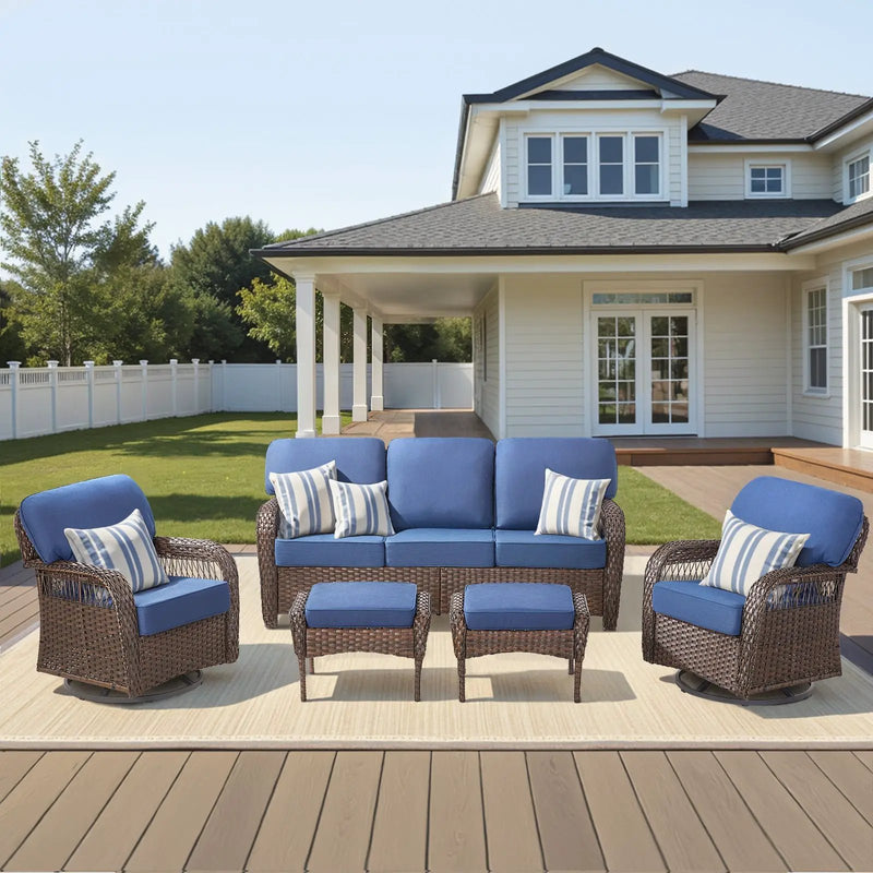 Luxury 5" Thick Cushioned 5 Pieces Patio Furniture Set by HouseOfZazla