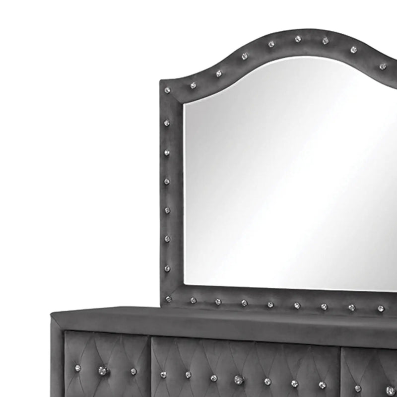 Sophia - Tufted Mirror - Gray by HouseOfZazla