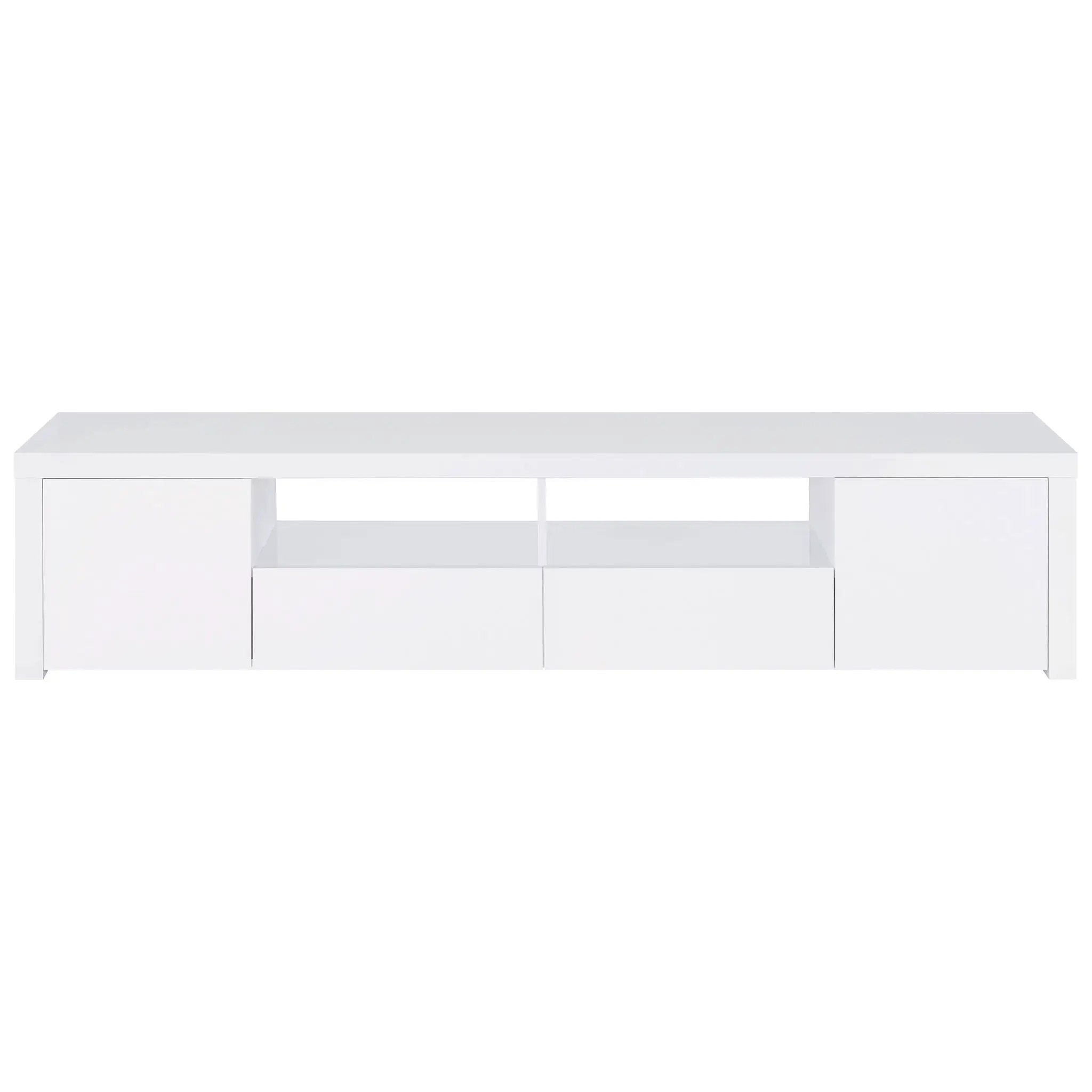 Garner - 2 Door Stand With Drawers Media Console - Gloss White