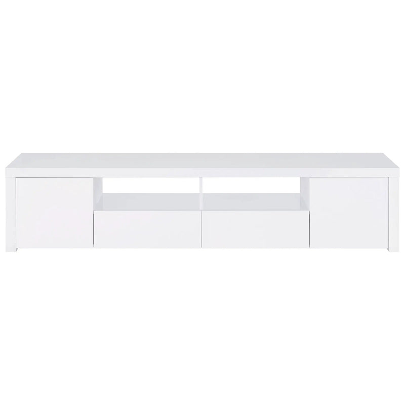 Garner - 2 Door Stand With Drawers Media Console - Gloss White