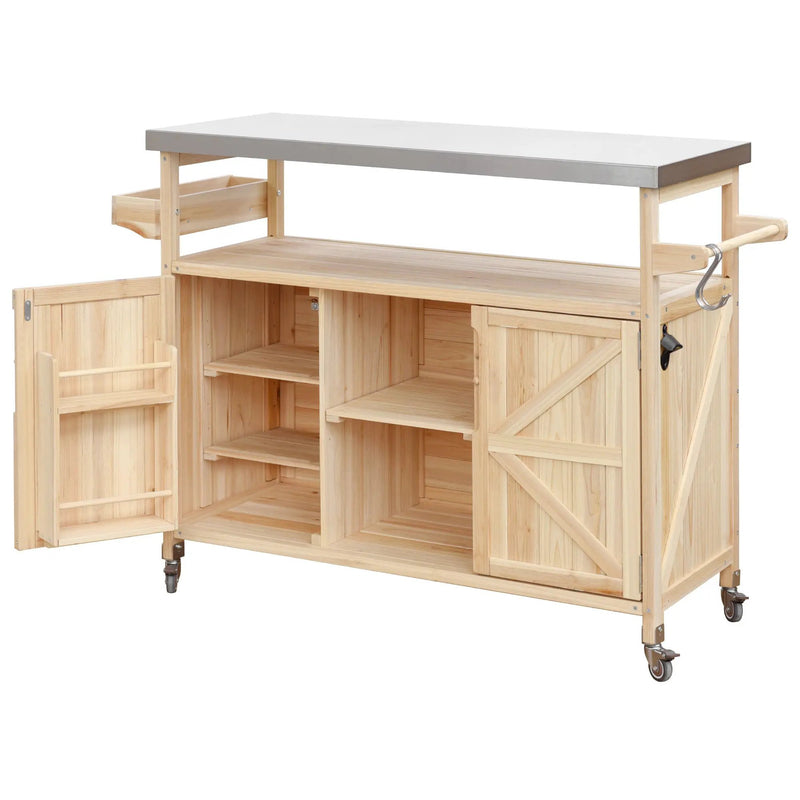 K&K Outdoor Kitchen Island, Rolling Bar Cart & Storage Cabinet by HouseOfZazla