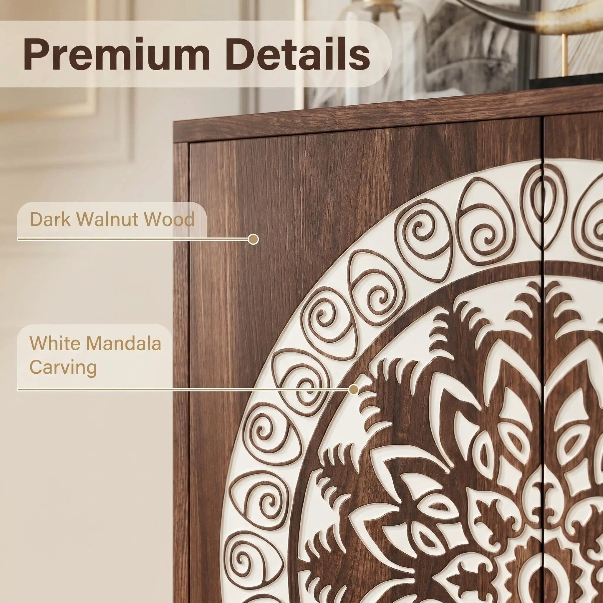 60" Vintage Mandala Carved Sideboard by HouseOfZazla