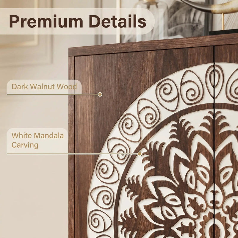 60" Vintage Mandala Carved Sideboard by HouseOfZazla