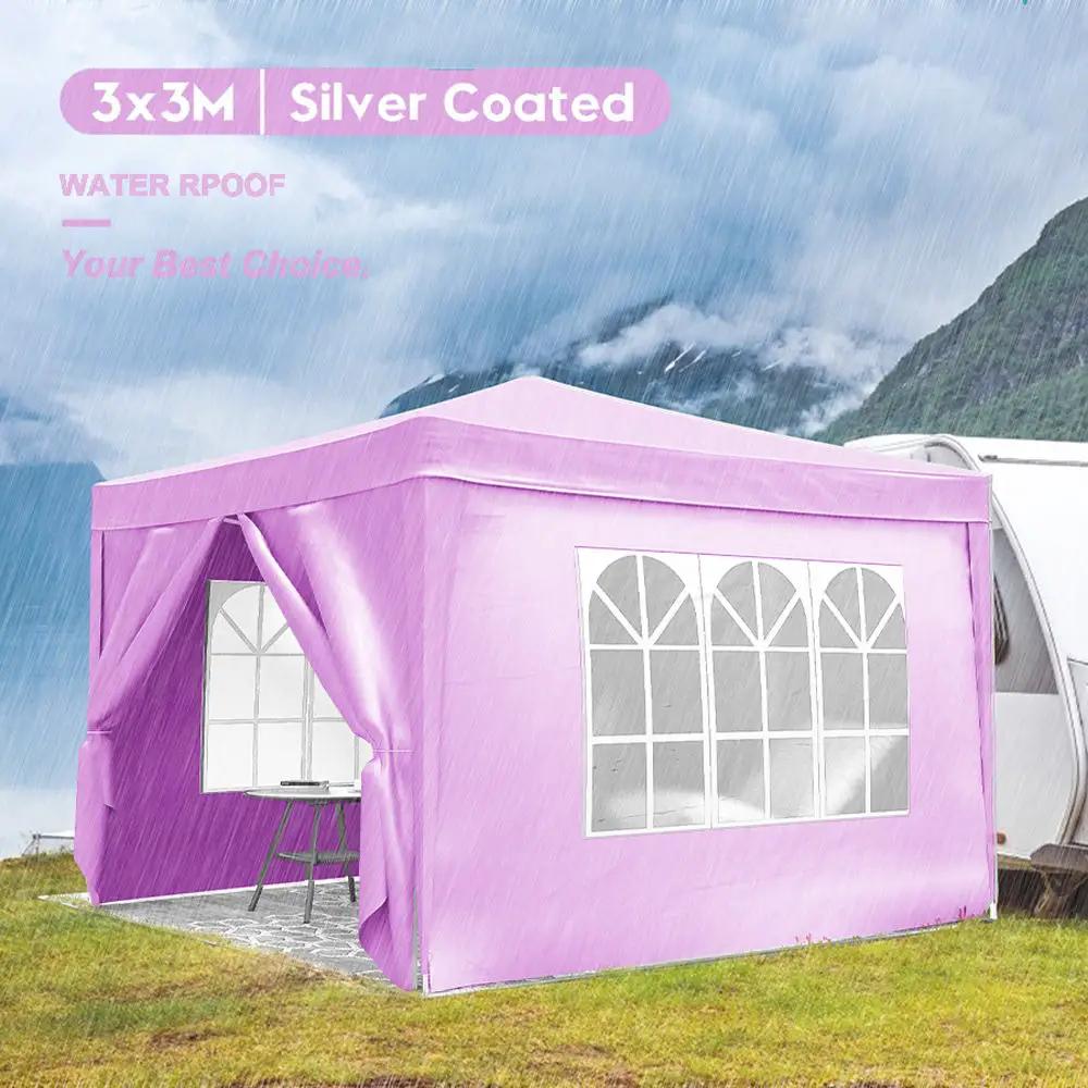 10'X10' Folding Canopy With 4 Removable Sidewalls Outdoor Event Shelter UPF 50+ Gazebo Portable Tents For Parties Beach Camping Wedding Ez Pop Up Canopy 4 Pieces Weight Bag + Carry Bag by Unique Piece Furniture