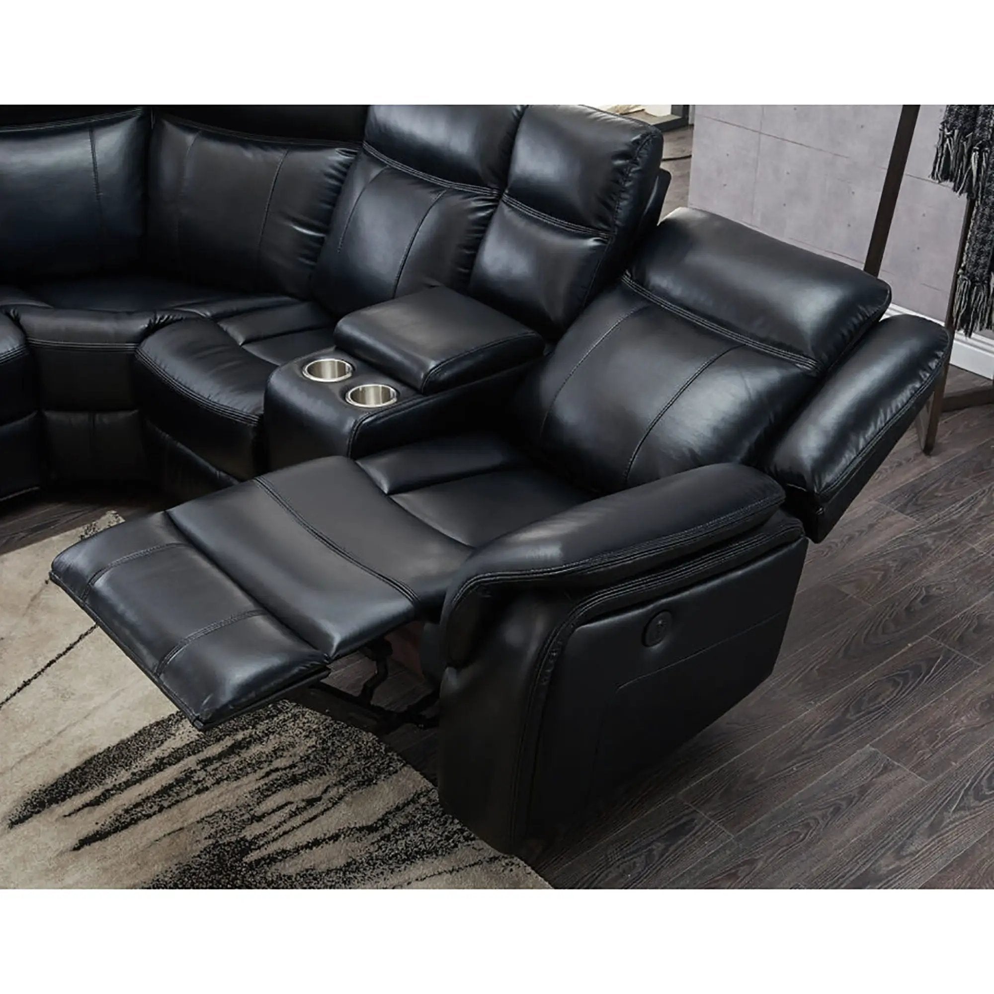 Jupiter - Leather Sectional - Black by HouseOfZazla