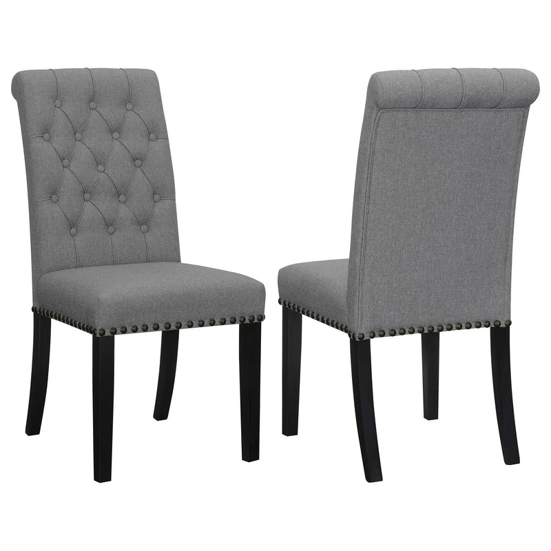 Alana Fabric Upholstered Dining Side Chair Grey (Set of 2) by Unique Piece Furniture