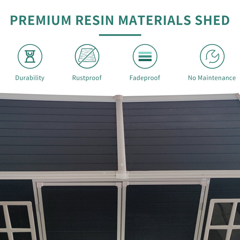 8x4ft Outdoor Resin Garden Shed with Floor and 2 Windows by HouseOfZazla