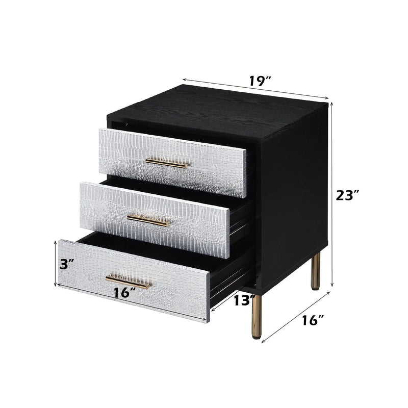 Myles - Nightstand - Black / Gold / Silver by Unique Piece Furniture