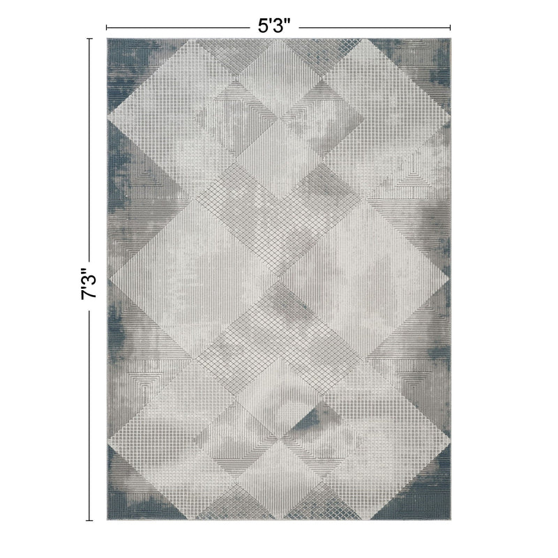 Geometrix - 5'3" X 7'3" Area Rug With Geometric, 3D Effect - Gray / Ivory by HouseOfZazla