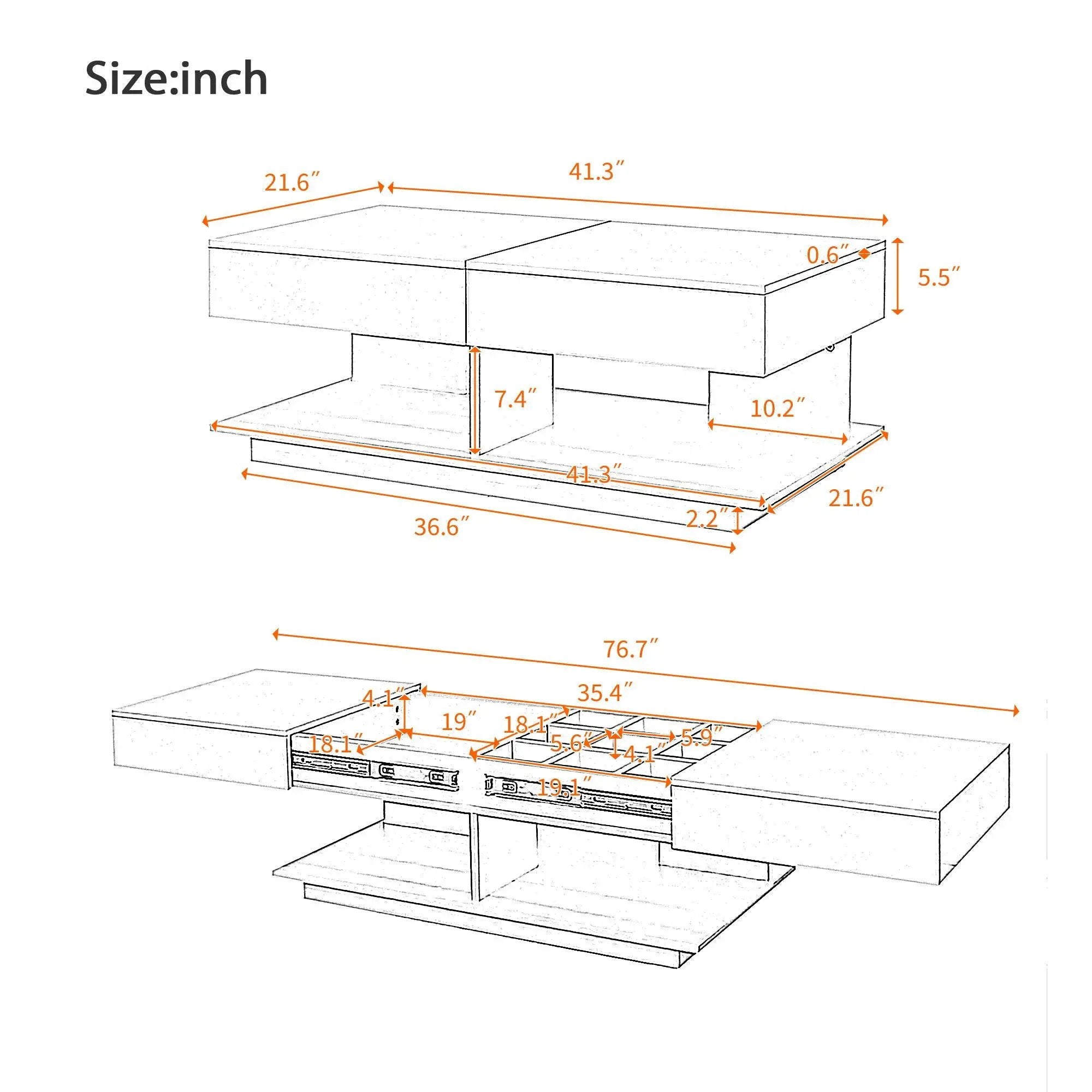 Multifunctional Adjustable Coffee Table With Hidden Storage Space For Living Room by HouseOfZazla