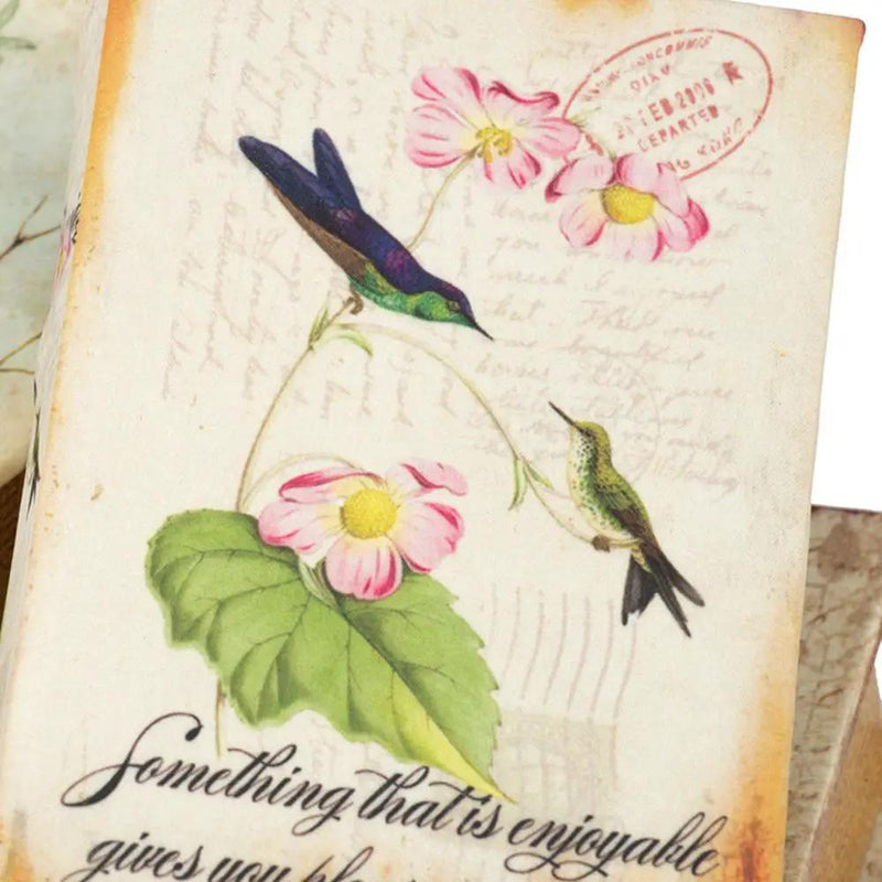 Book Boxes With Birds, Flowers, And Handwriting Design (Set of 4) - Multi by HouseOfZazla