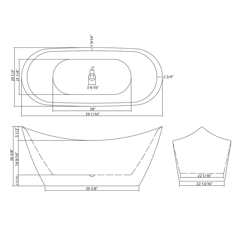 Glossy Freestanding Bathtub, Double Slipper Design, Deep Soaking Comfort by HouseOfZazla