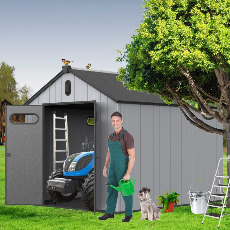 Resin Plastic Storage Shed For Backyard Garden With Spire Tool Storage by HouseOfZazla