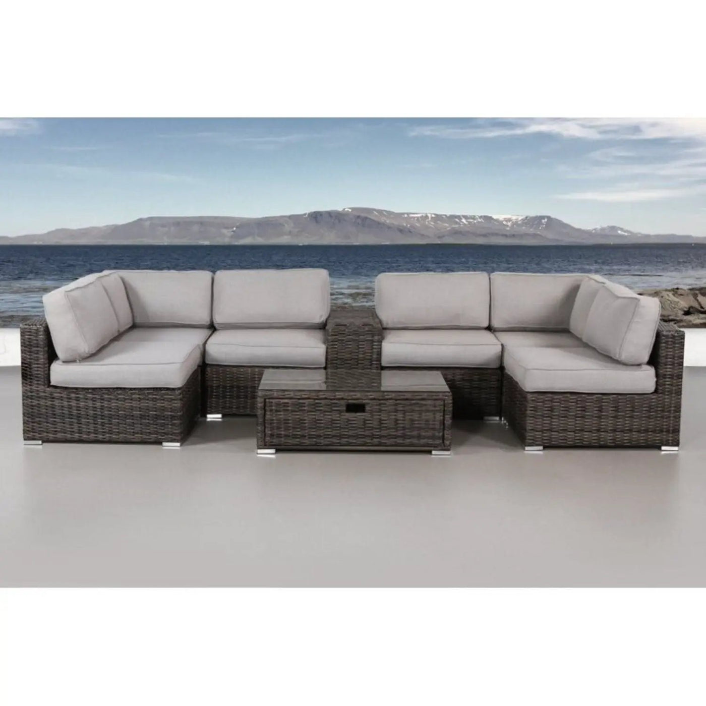 Elegant 4 Person Wicker Patio Seating Set With Cushions And Glass Top Table by HouseOfZazla