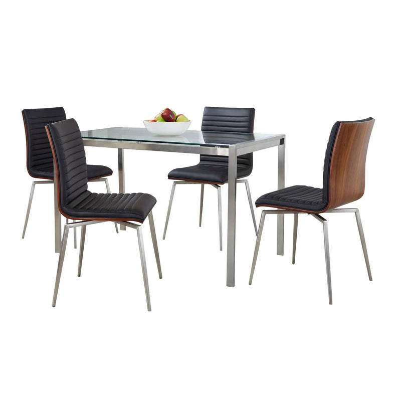 Fuji Mason - Swivel Contemporary Dining Set Dining Set, Glass, 5 Piece by HouseOfZazla