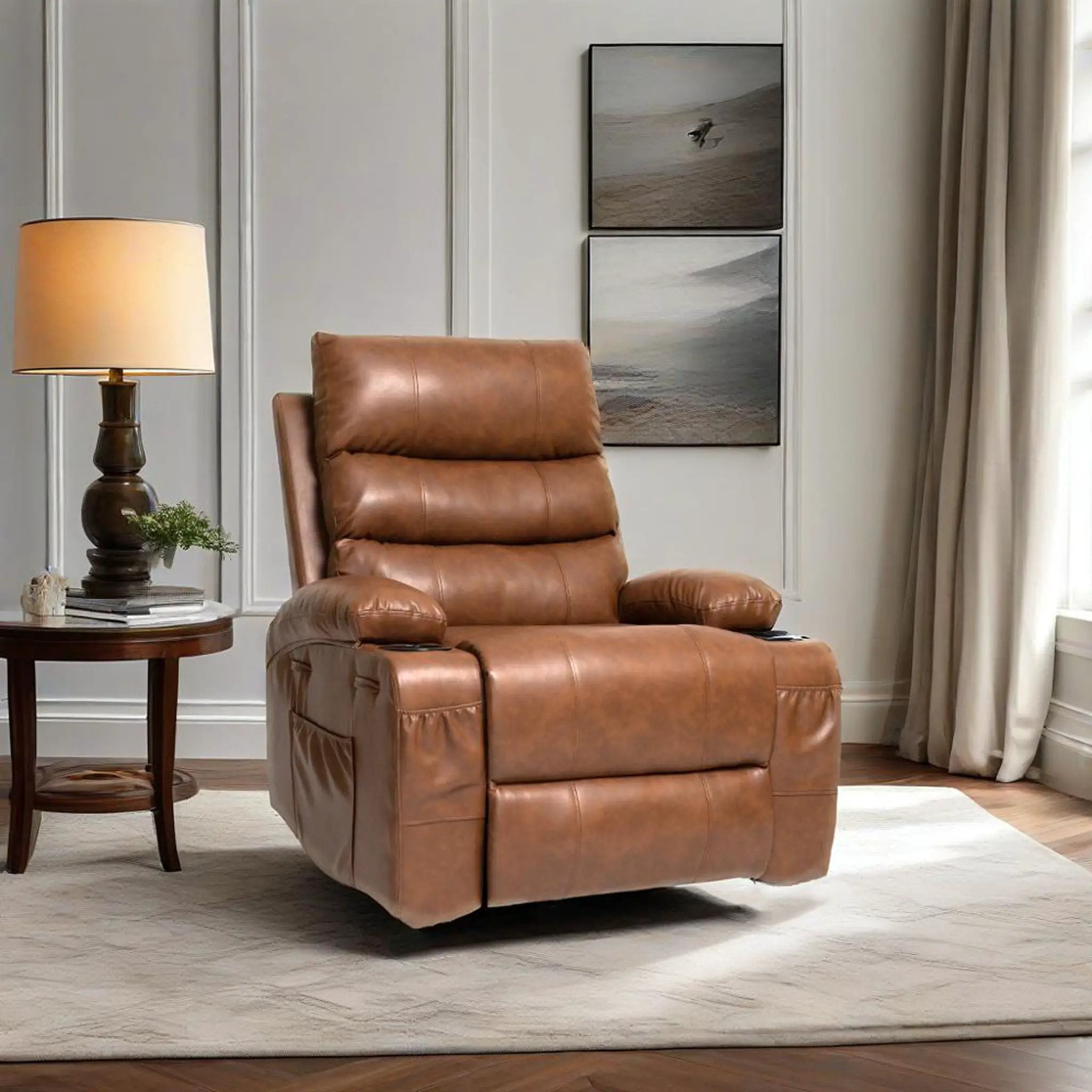 Large Size Electric Power Lift Recliner Chair Sofa With 8 Point Vibration Massage And Lumbar Heat by Unique Piece Furniture