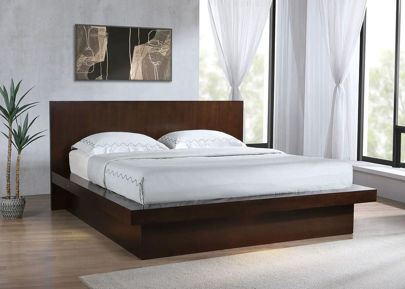 Jessica Wood Eastern King LED Panel Bed Cappuccino by Unique Piece Furniture