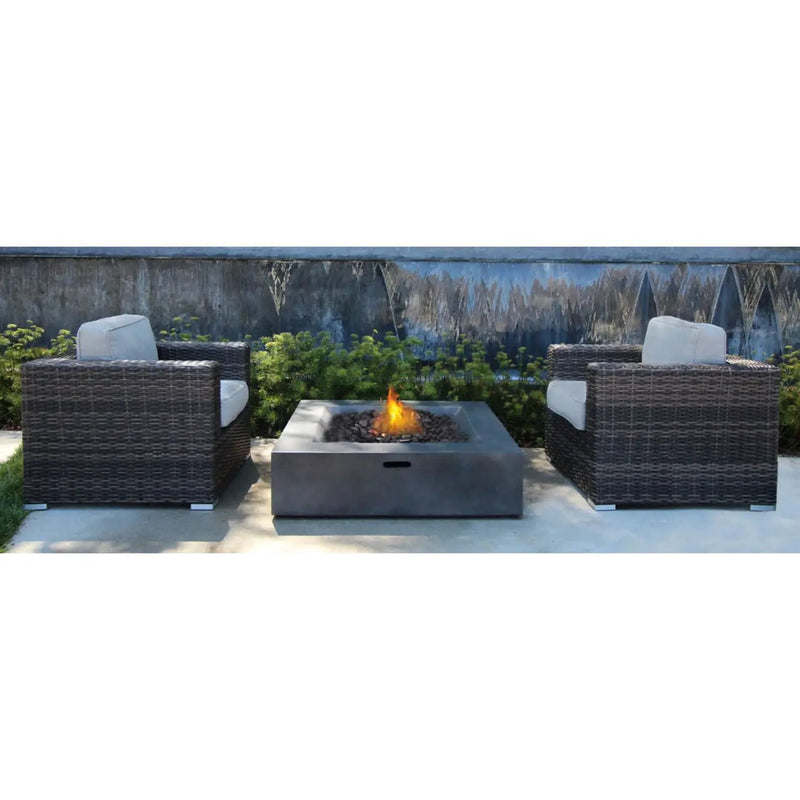 Rattan Wicker Patio Set With Cushions And Concrete Fire Pit by Unique Piece Furniture