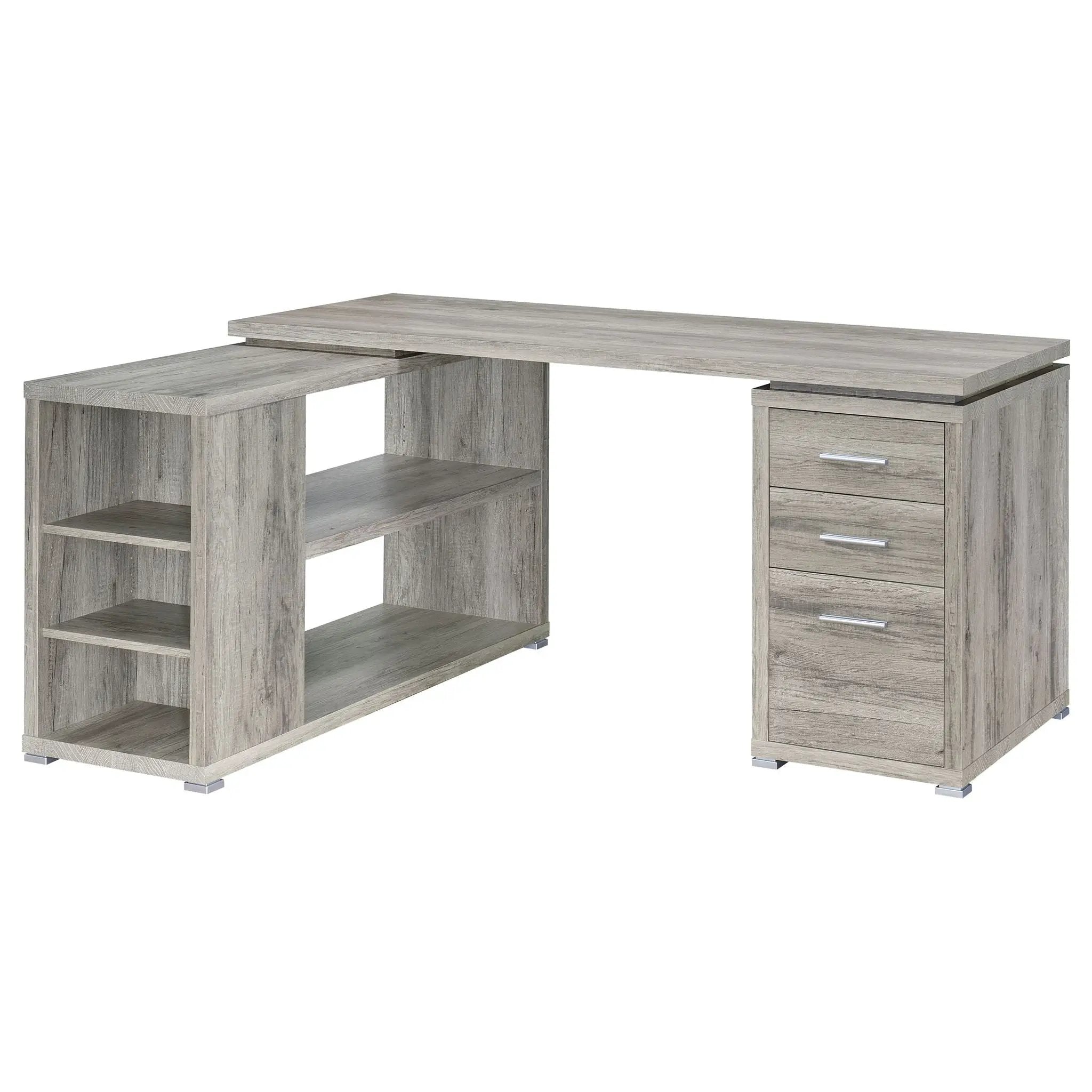 Tona - L-Shape Computer Desk With 3 Drawers And 5 Shelves by HouseOfZazla